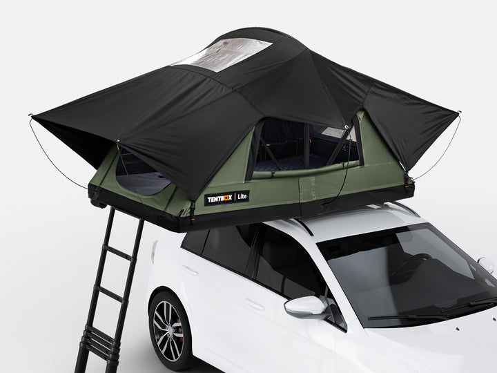 TentBox Lite 2 person roof tent mounted on car in the UK ready for car camping