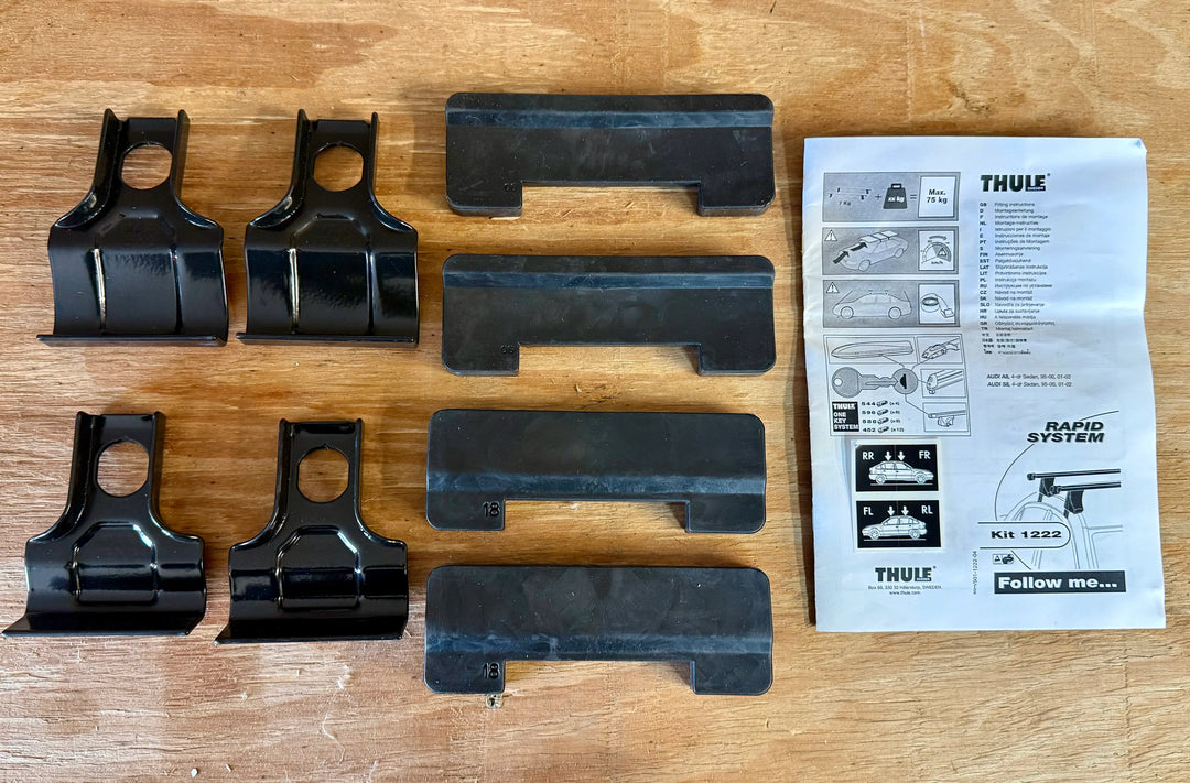 Thule 1222 fitting kit - AUDI A8, 4-dr Sedan, 95-00, 01-02 / *96-03
AUDI S8, 4-dr Sedan, 95-00, 01-02 / *01-03
*North America