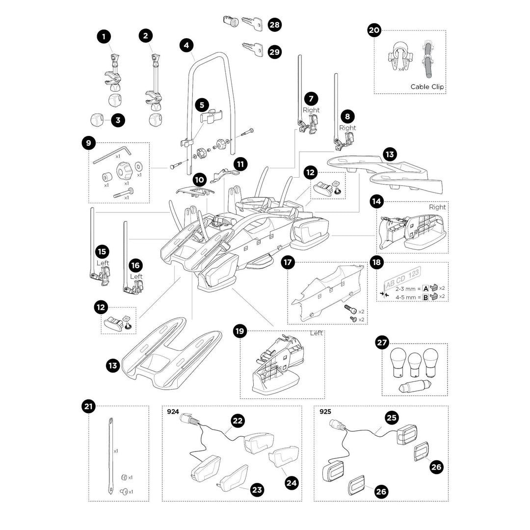 Thule VeloCompact 924 13-pin 2 Bike carrier - Spare parts