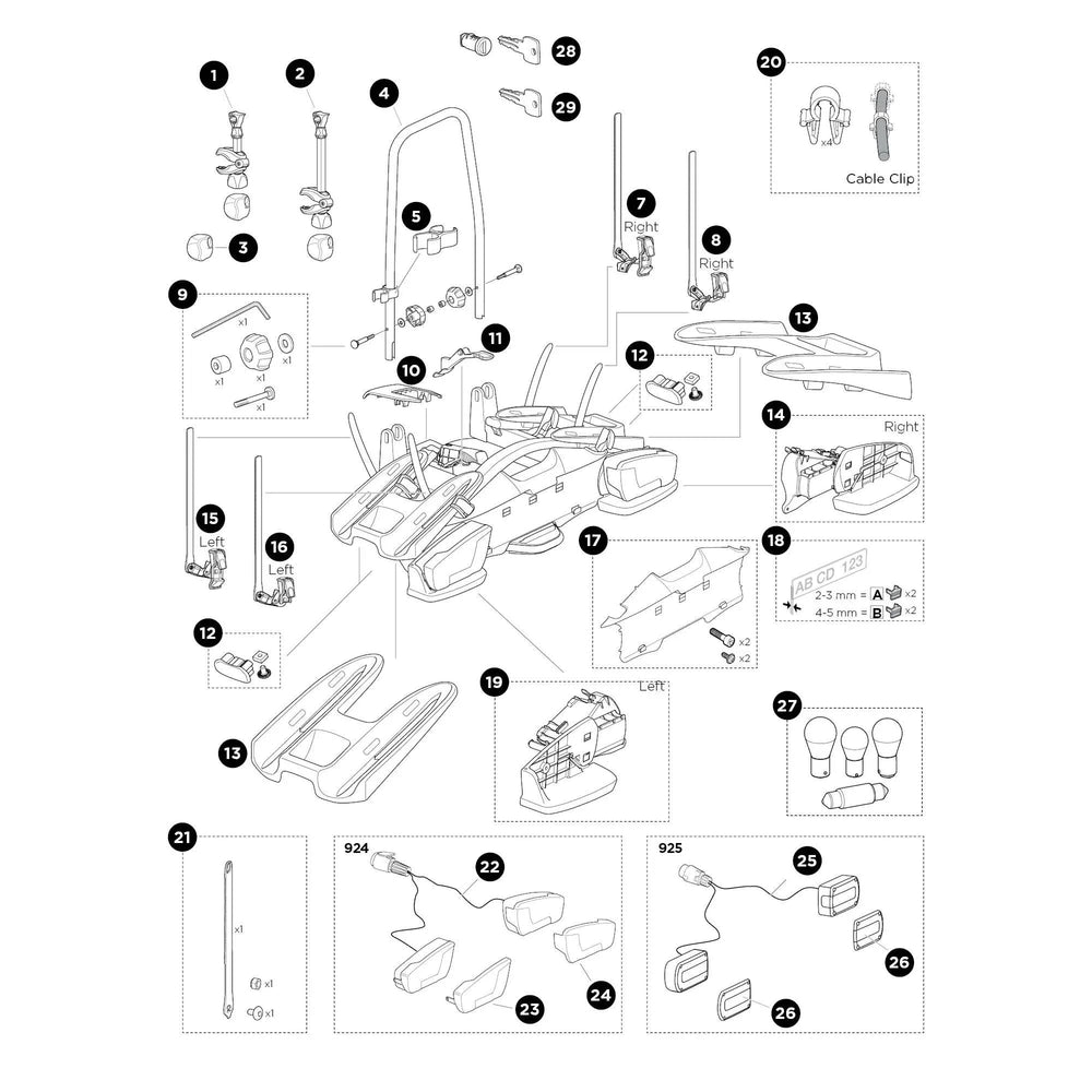 Thule VeloCompact 925 7-pin 2 Bike carrier - Spare parts