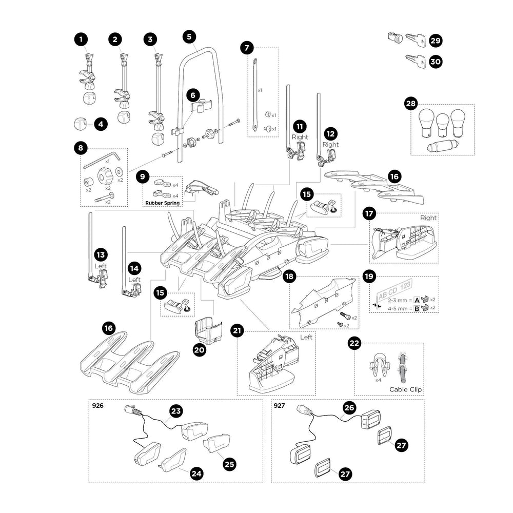 Thule VeloCompact 927 7-pin 3 Bike carrier - Spare parts