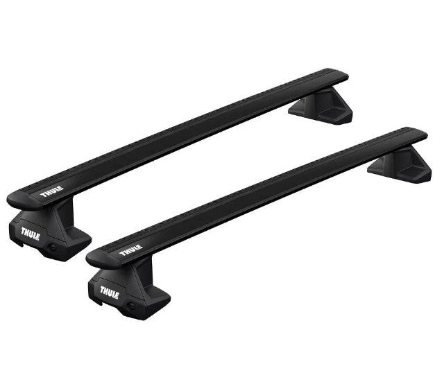 Thule WingBar Evo Black roof bar set shown with correct normal-roof mounting style