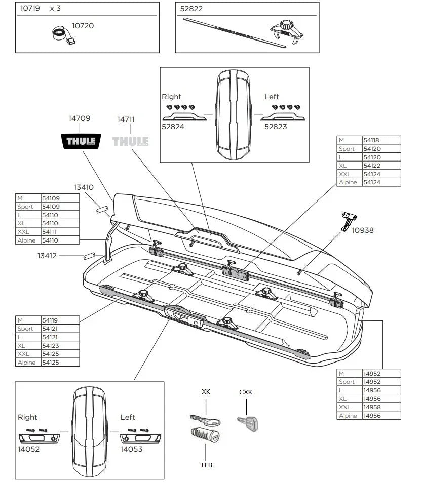 Thule Motion XT Roof Box Spare Parts