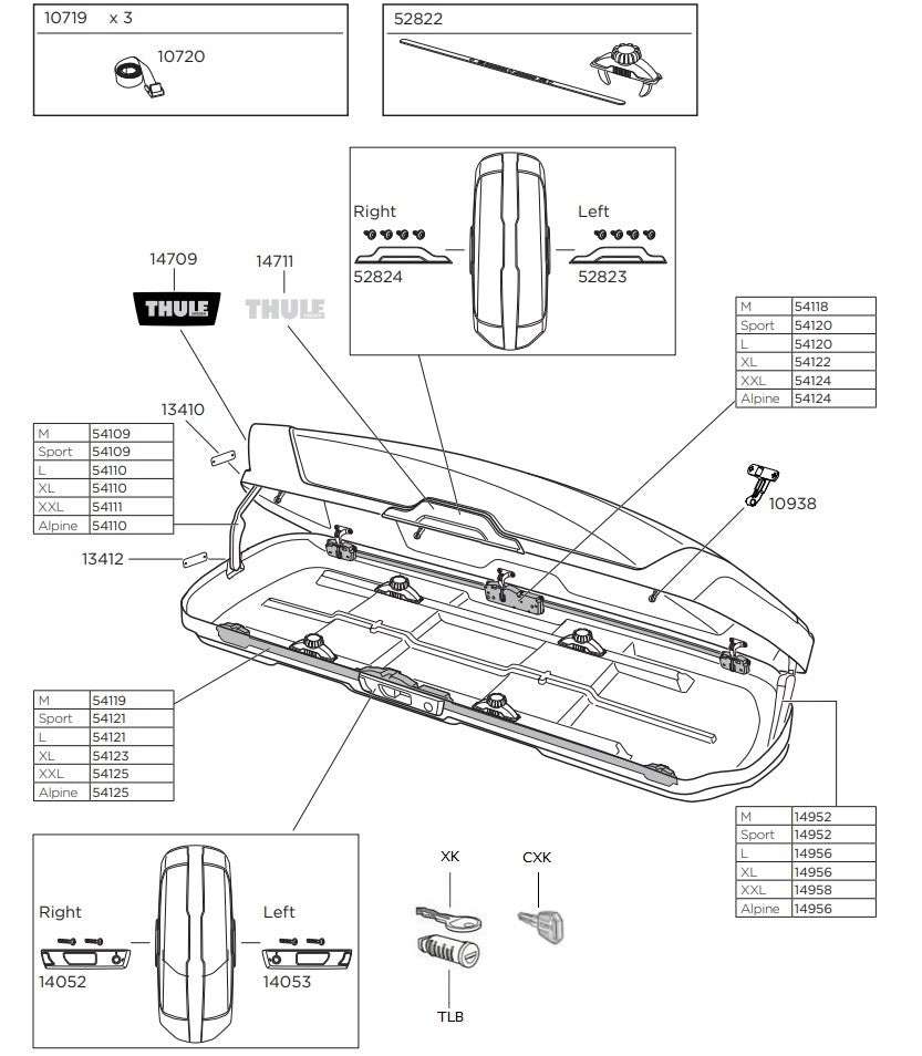 Thule Motion XT Roof Box - Spares