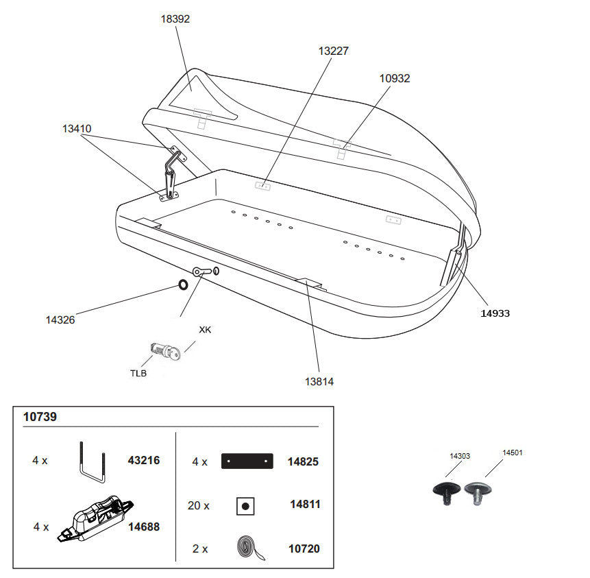 Thule Ocean 100, 200 & 600 Roof Box - Spares