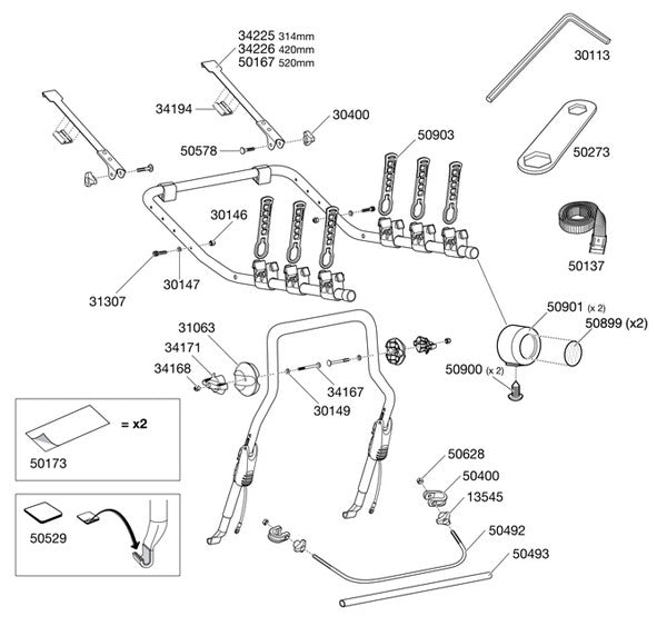 Thule ClipOn 9103 Spares Diagram - Roof Boxed