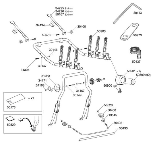 Thule ClipOn 9103 Spares Diagram - Roof Boxed