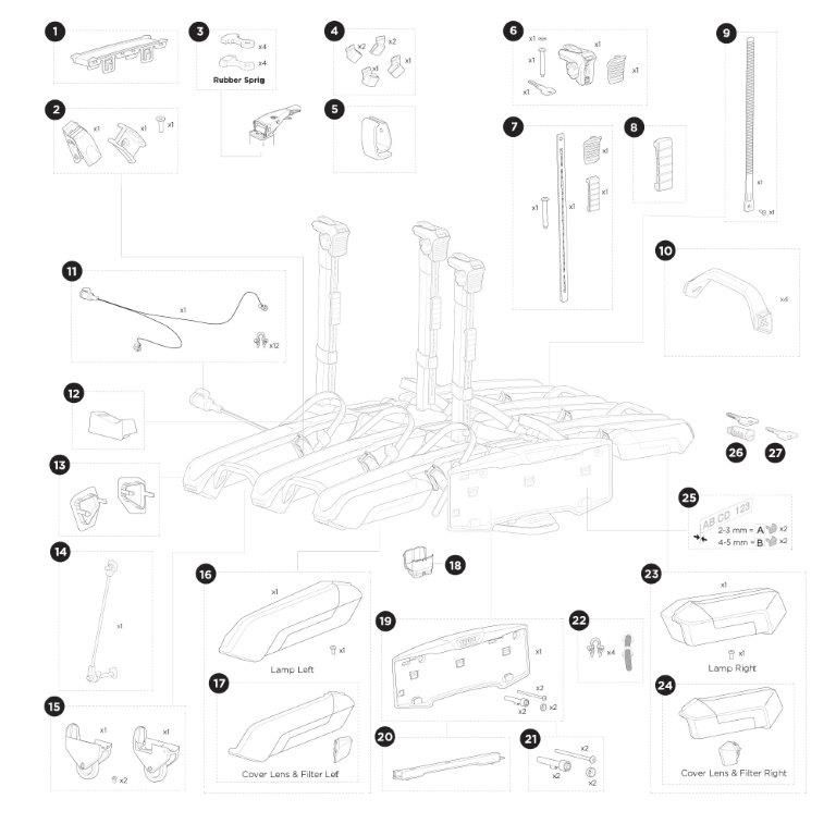 Thule Epos 3 Spares Diagram - Roof Boxed