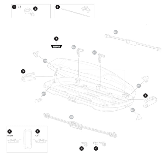 Thule Force 3 Roof Box Spare Parts