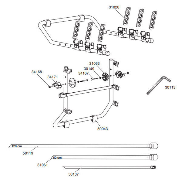 Thule FreeWay 968 Spares Diagram - Roof Boxed