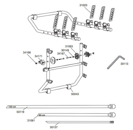 Thule FreeWay 968 Spares Diagram - Roof Boxed