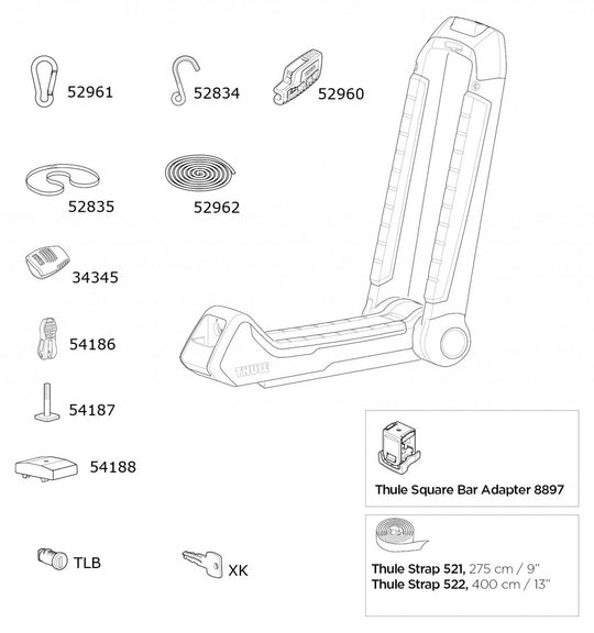 Thule Hull-A-Port Aero Spares Diagram - Roof Boxed