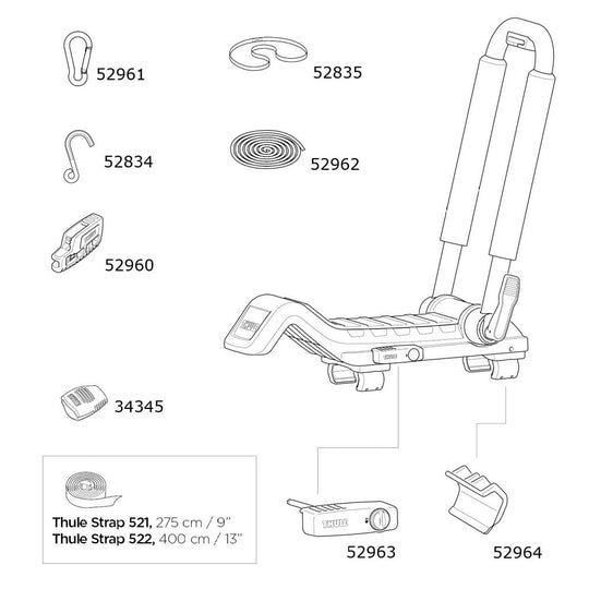 Thule Hull-A-Port XTR 848 Spares Diagram - Roof Boxed