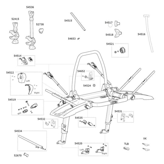 Thule OutWay 2 Spares Diagram - Roof Boxed