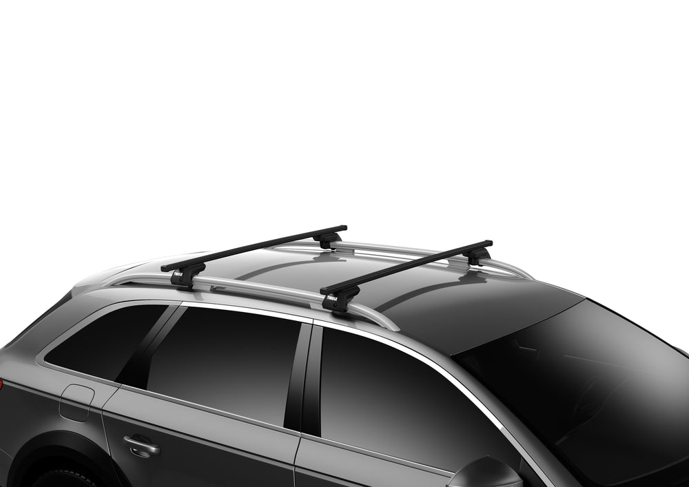 Car with a roof rack on a white background