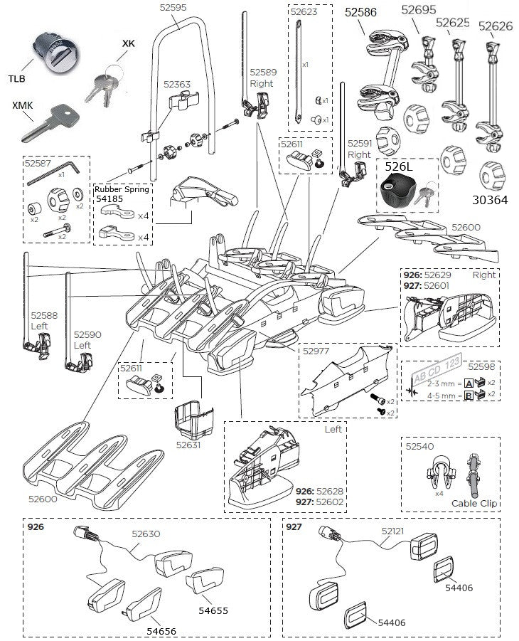 Thule Velocompact 3 Spares Diagram - Roof Boxed