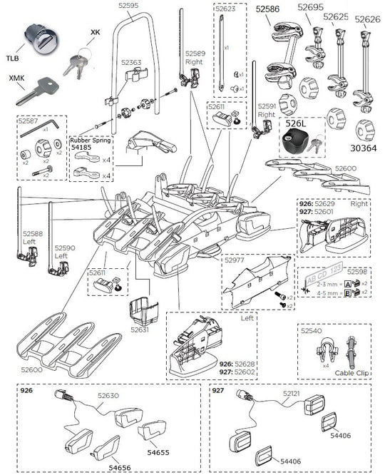 Thule Velocompact 3 Spares Diagram - Roof Boxed