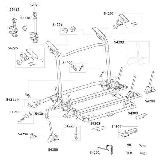 Thule WanderWay 911 Spares Diagram - Roof Boxed