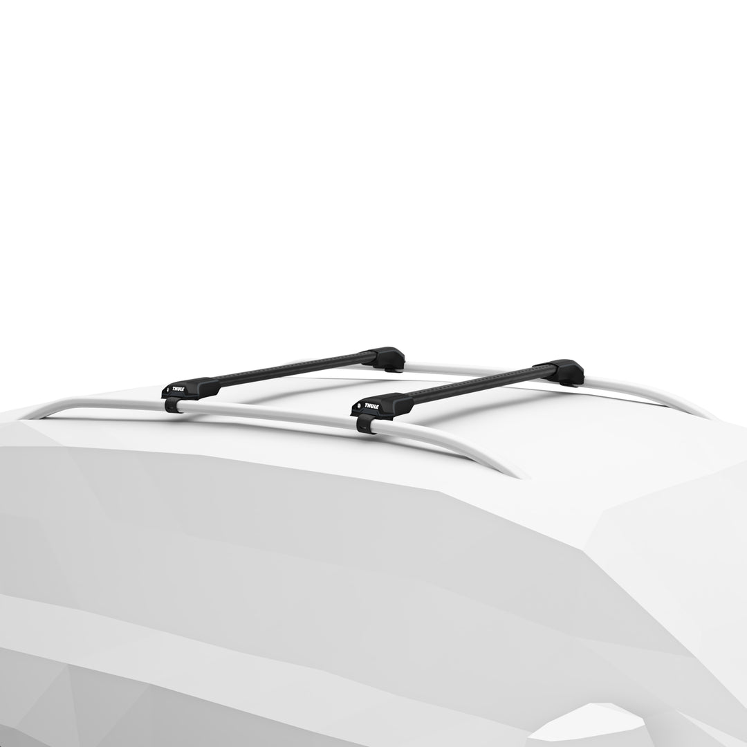 Car roof rack system on a white car