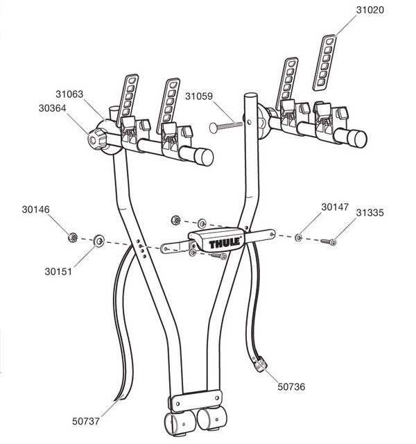 Thule Xpress 970 Spares Diagram - Roof Boxed
