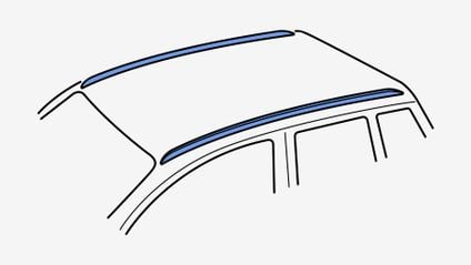 Diagram showing flush rails attached directly to the vehicle roof