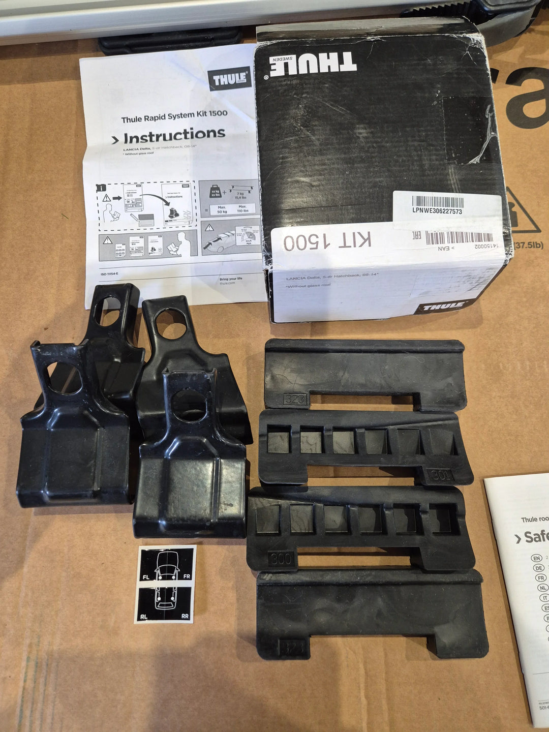 Thule 1500 Fitting Kit - Lancia Delta 08 to 2014 hatch ( Without Glass Roof)