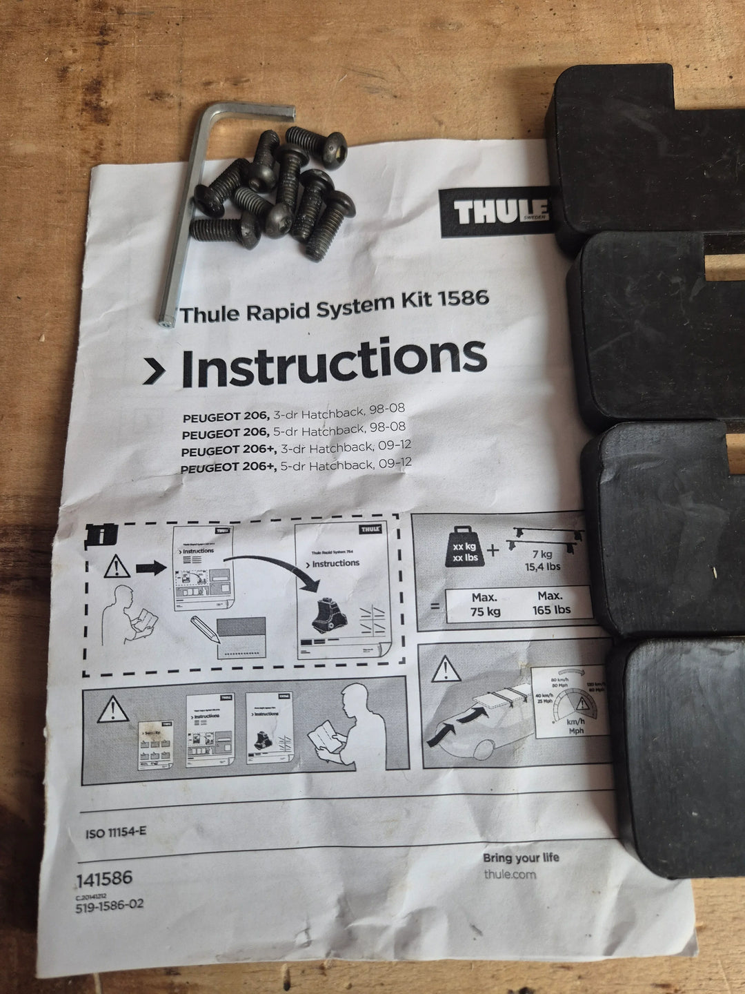 Thule 1586 Fitting Kit Peugeot 206  - Rare