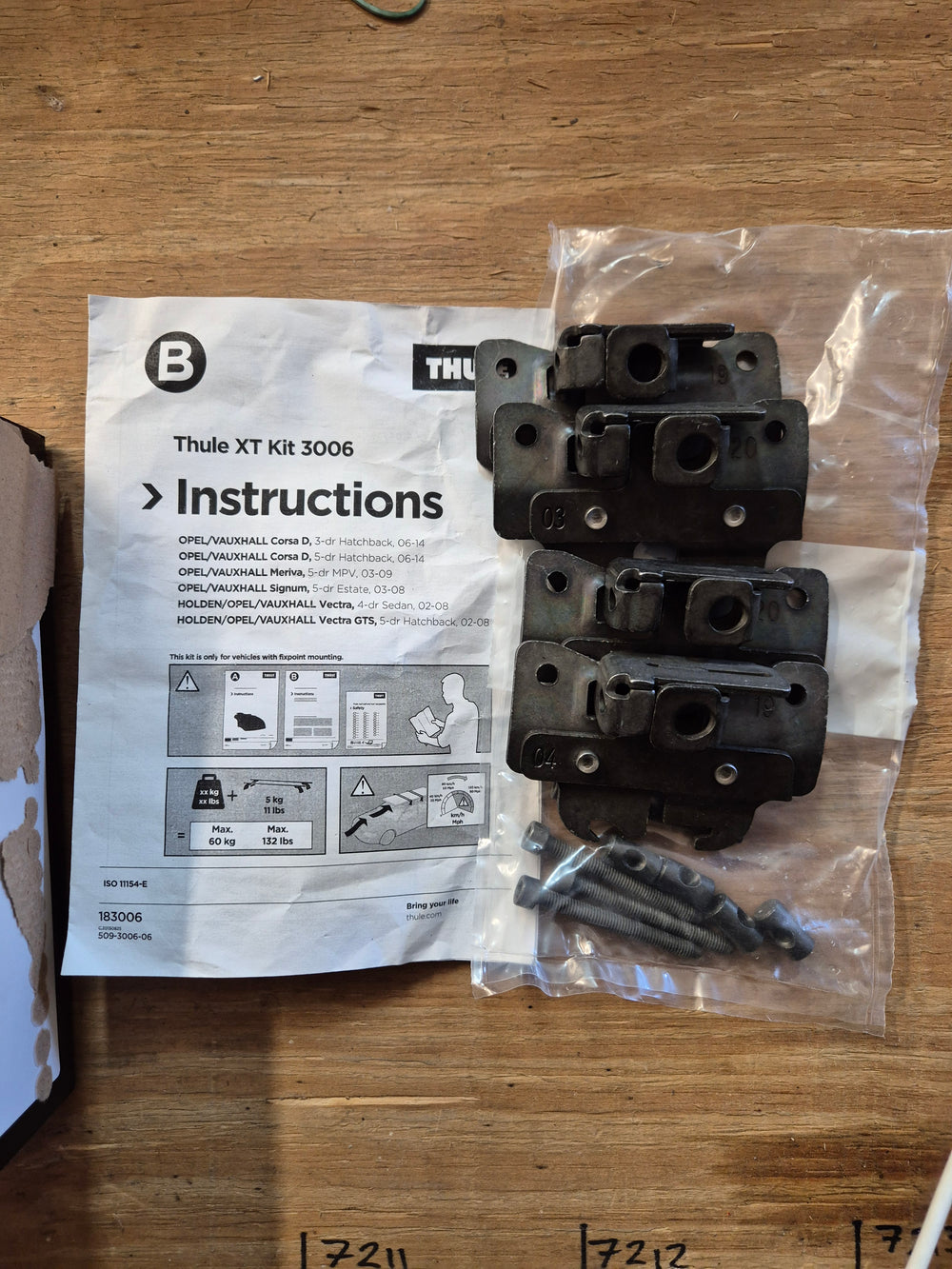 Thule 3006 Fitting Kit Vauxhall Corsa D 2006 to 14 & others - New Reboxed