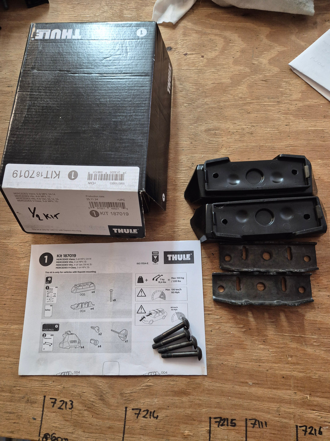 Thule 7019 Fitting Kit [ 2 pack for 1 bar] MERCEDES Vito (187019)