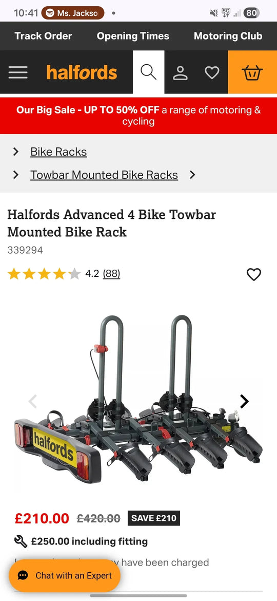 Halfords 4 Bike Towball carrier