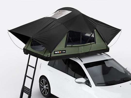 TentBox Lite 2 person roof tent mounted on car in the UK ready for car camping